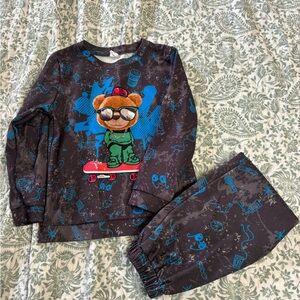 SHEIN Blue and Black Pajama Set with Cosmic Design
